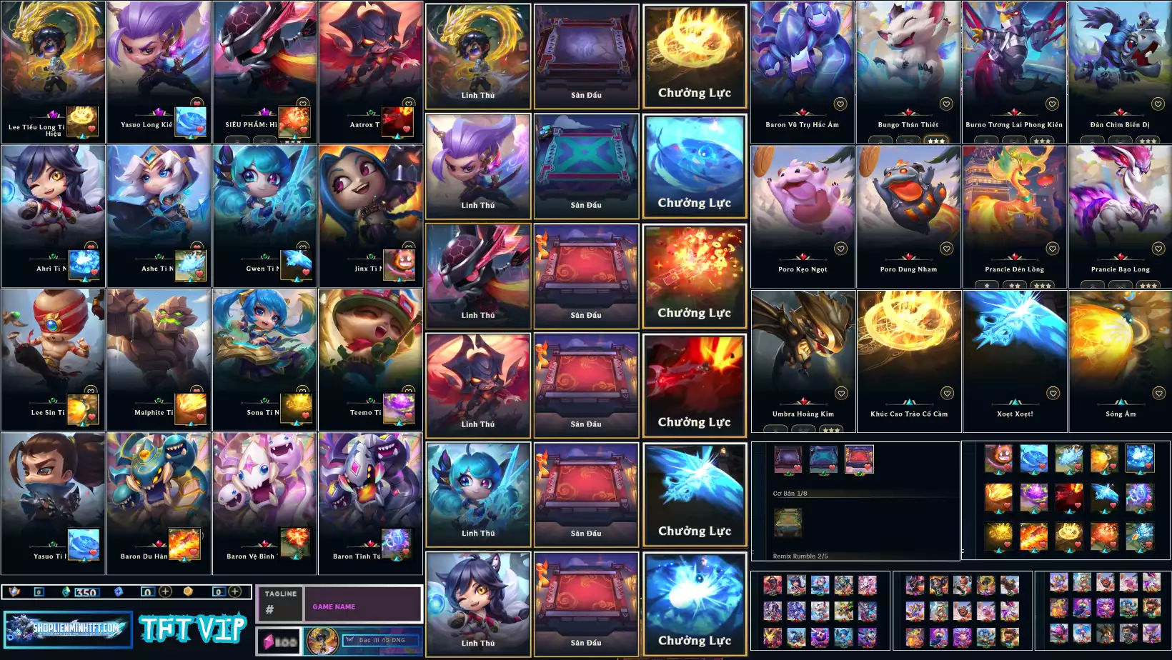 TFT LOL VIP1 3 TÍM - 3 PET TÍM - 0 SÂN TÍM 0 SÂN ĐỎ - 10 TÍ NỊ THƯỜNG - NHIỂU CHƯỞNG LỰC - NHIỀU LINH THÚ HIẾM DƯ 0 HC - 800 MẢNH SAO - 350 PHA LÊ - Thông Tin Đầy Đủ - Hỗ Trợ - Bảo Hành 100%